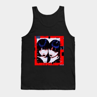 3D Effect Glitch Pixel Art Cybergoth Banged Twins Choke Tank Top